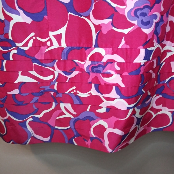 Vintage Lilly Pulitzer Rose Red, Pink & Purple Pleated Bodice Floral Sundress - Picture 5 of 11